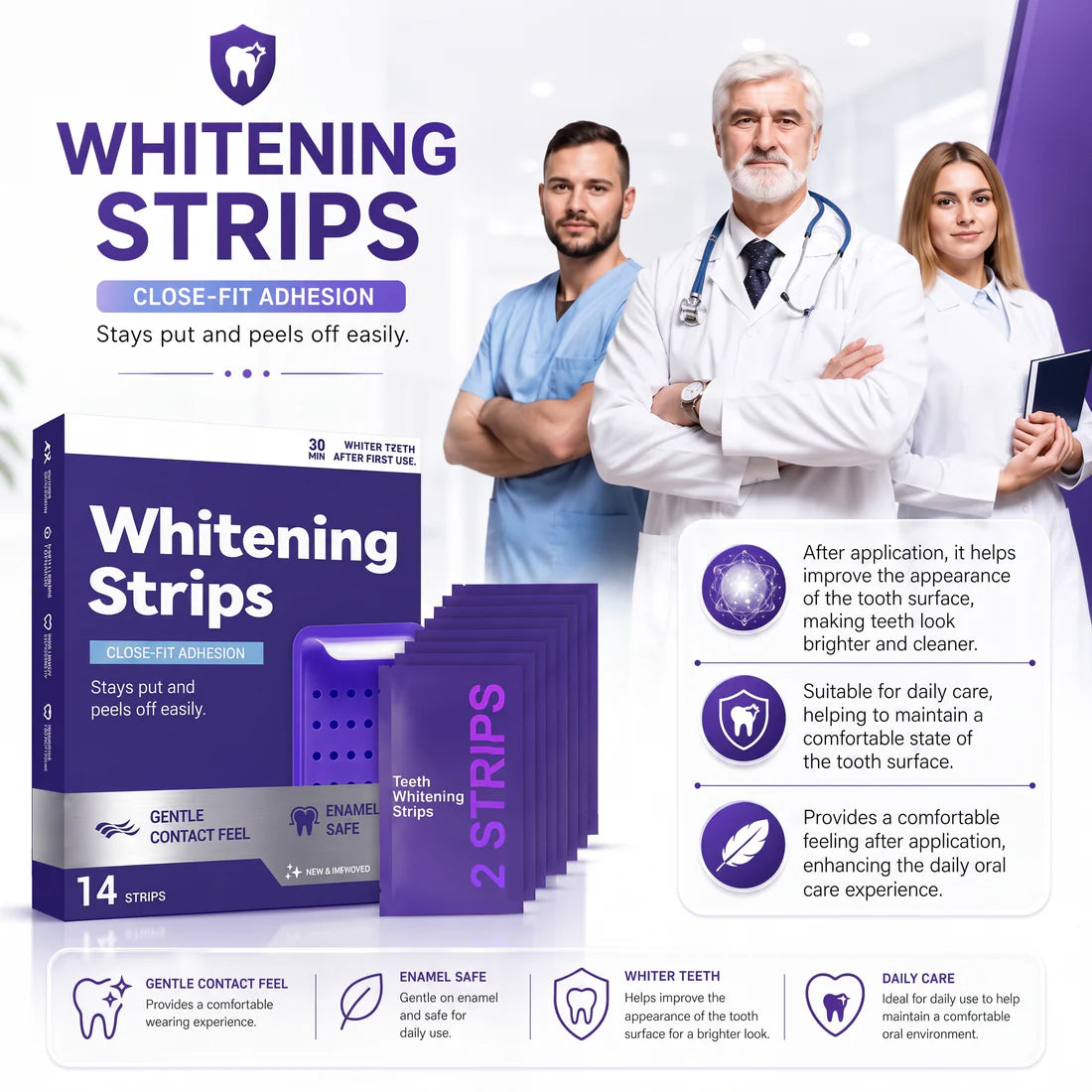 AuréSmile™ Probiotic Whitening Strips — Visibly Whiter Teeth in 30 Minutes