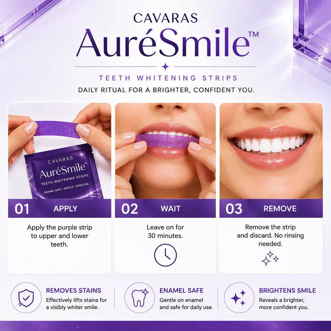 AuréSmile™ Probiotic Whitening Strips — Visibly Whiter Teeth in 30 Minutes